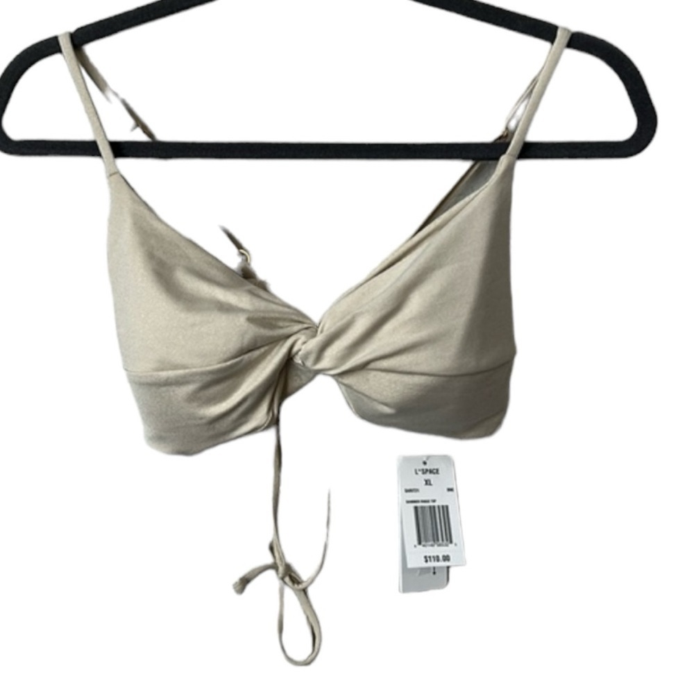 L*SPACE Ringo Shimmer Bikini Top In Bone Size XL - Picture 4 of 10